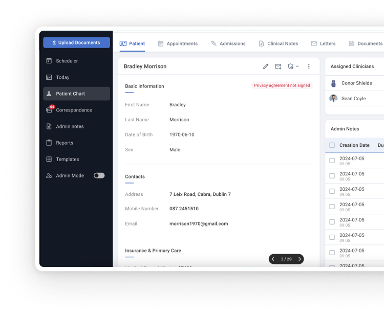Enquiry Medical BILLING AND PAYMENT Dashboard